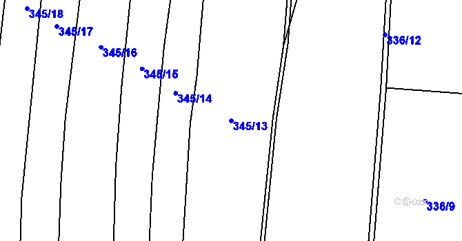Parcela st. 345/13 v KÚ Kolomuty, Katastrální mapa