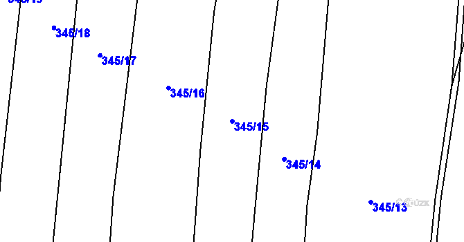 Parcela st. 345/15 v KÚ Kolomuty, Katastrální mapa