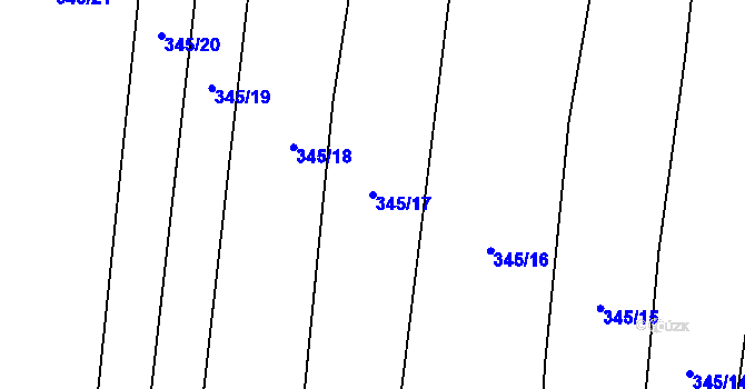 Parcela st. 345/17 v KÚ Kolomuty, Katastrální mapa