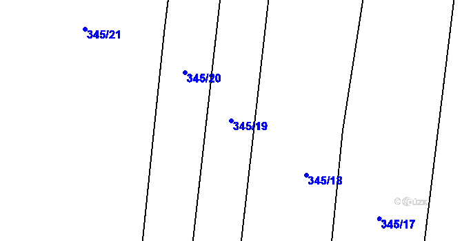 Parcela st. 345/19 v KÚ Kolomuty, Katastrální mapa