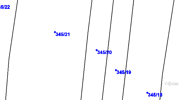 Parcela st. 345/20 v KÚ Kolomuty, Katastrální mapa