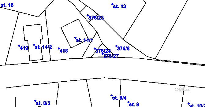 Parcela st. 376/27 v KÚ Kolomuty, Katastrální mapa