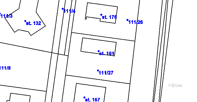 Parcela st. 161 v KÚ Kolomuty, Katastrální mapa