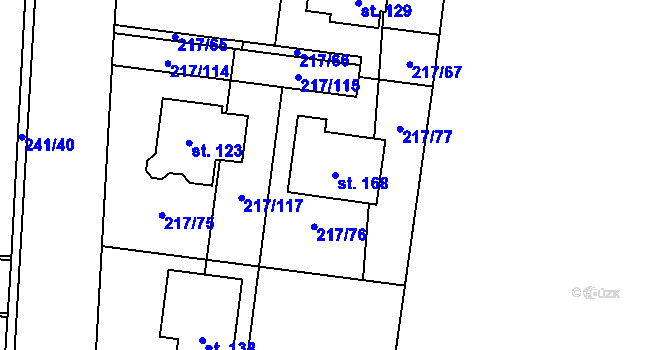 Parcela st. 168 v KÚ Kolomuty, Katastrální mapa