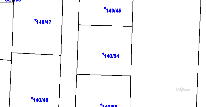 Parcela st. 140/54 v KÚ Kolomuty, Katastrální mapa
