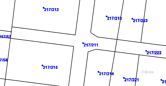 Parcela st. 217/211 v KÚ Kolomuty, Katastrální mapa