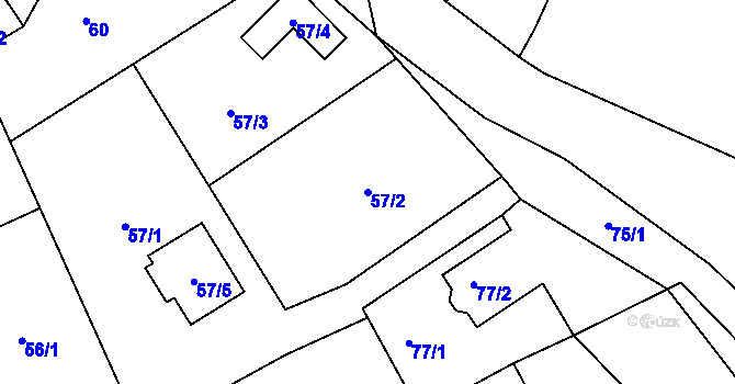 Parcela st. 57/2 v KÚ Háje u Karlových Var, Katastrální mapa