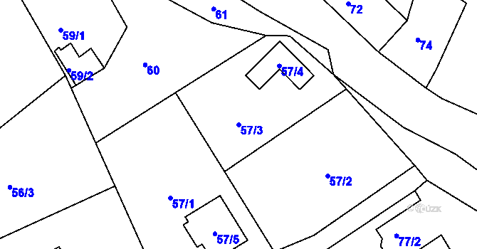 Parcela st. 57/3 v KÚ Háje u Karlových Var, Katastrální mapa