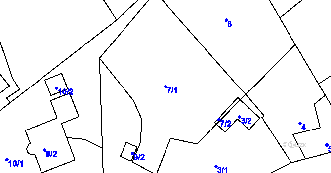 Parcela st. 7/1 v KÚ Háje u Karlových Var, Katastrální mapa