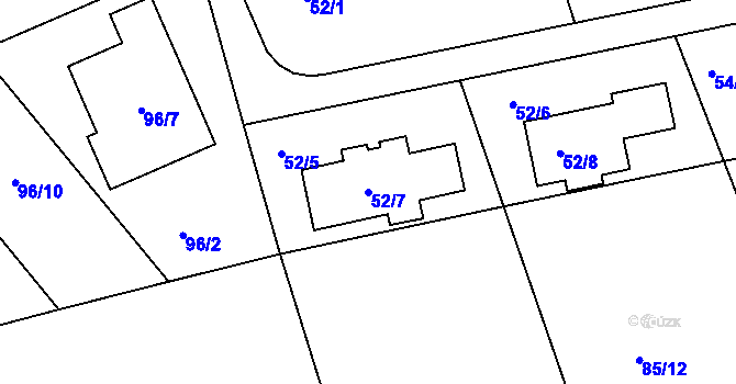 Parcela st. 52/7 v KÚ Háje u Karlových Var, Katastrální mapa