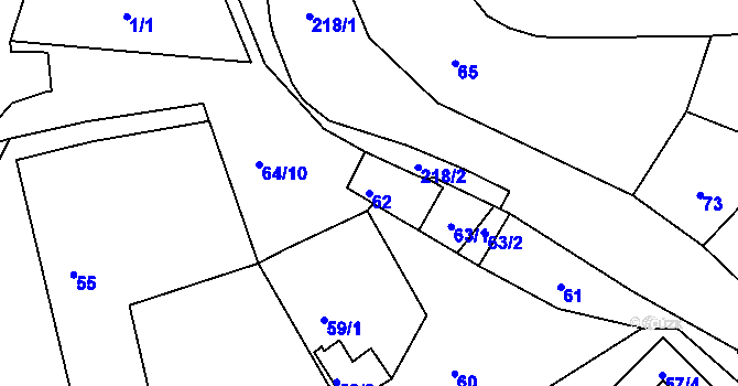Parcela st. 62 v KÚ Háje u Karlových Var, Katastrální mapa