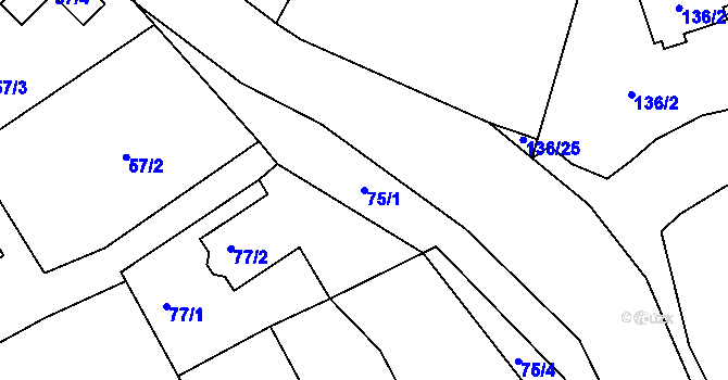 Parcela st. 75/1 v KÚ Háje u Karlových Var, Katastrální mapa