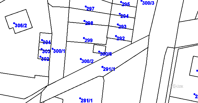 Parcela st. 300/6 v KÚ Kolová, Katastrální mapa