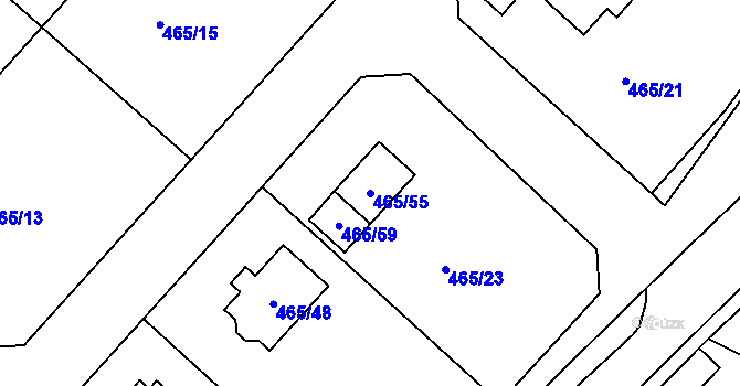 Parcela st. 465/55 v KÚ Kolová, Katastrální mapa