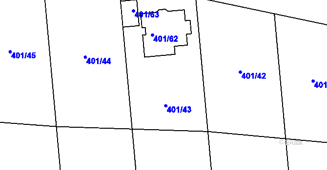 Parcela st. 401/43 v KÚ Kolová, Katastrální mapa