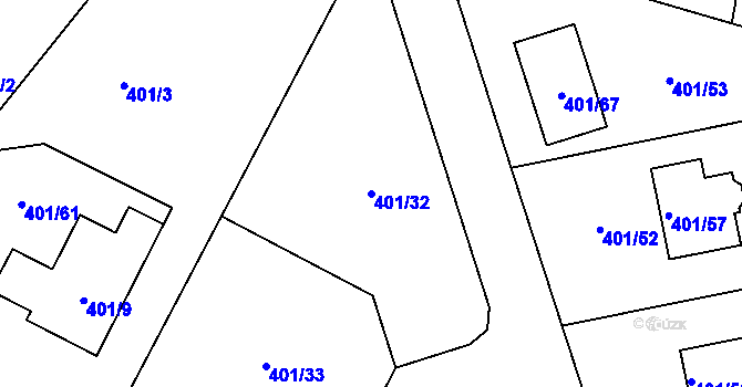 Parcela st. 401/32 v KÚ Kolová, Katastrální mapa