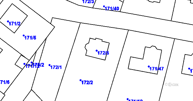 Parcela st. 172/5 v KÚ Kolová, Katastrální mapa