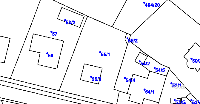 Parcela st. 55/1 v KÚ Kolová, Katastrální mapa