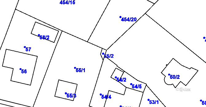 Parcela st. 55/2 v KÚ Kolová, Katastrální mapa