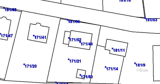 Parcela st. 171/49 v KÚ Kolová, Katastrální mapa