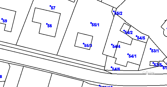 Parcela st. 55/3 v KÚ Kolová, Katastrální mapa