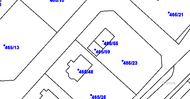 Parcela st. 465/59 v KÚ Kolová, Katastrální mapa