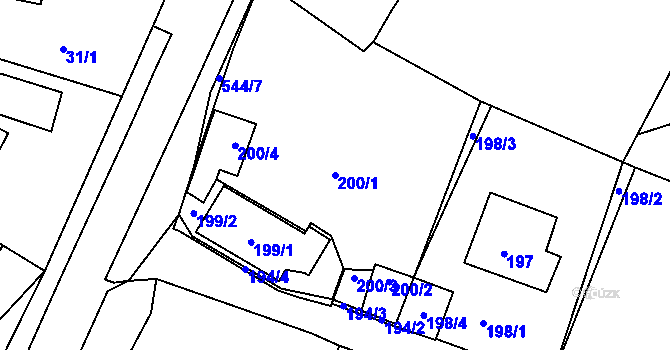Parcela st. 200/1 v KÚ Kolová, Katastrální mapa