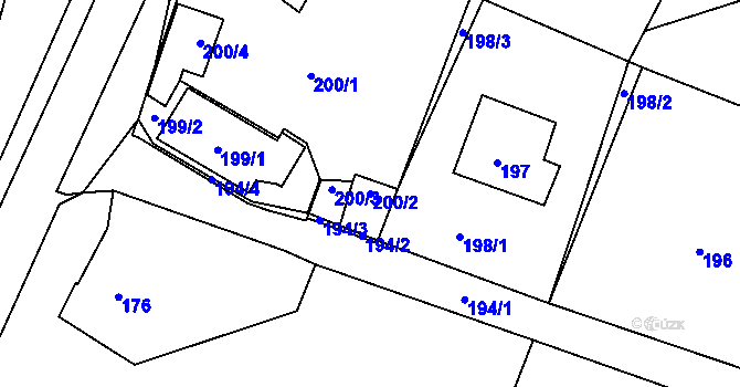 Parcela st. 200/2 v KÚ Kolová, Katastrální mapa