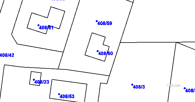 Parcela st. 408/60 v KÚ Kolová, Katastrální mapa