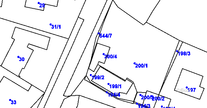 Parcela st. 200/4 v KÚ Kolová, Katastrální mapa