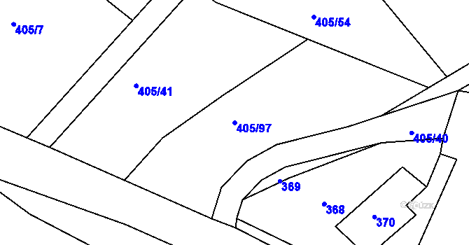 Parcela st. 405/97 v KÚ Kolová, Katastrální mapa