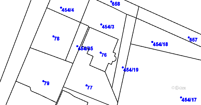 Parcela st. 76 v KÚ Kolová, Katastrální mapa