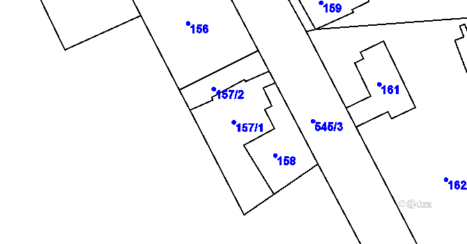 Parcela st. 157/1 v KÚ Kolová, Katastrální mapa