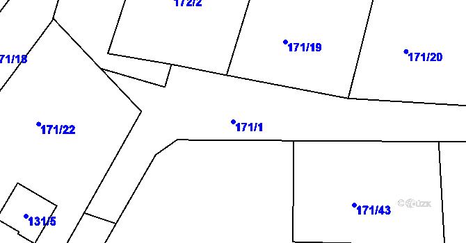 Parcela st. 171/1 v KÚ Kolová, Katastrální mapa