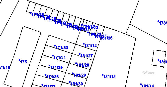 Parcela st. 181/12 v KÚ Kolová, Katastrální mapa