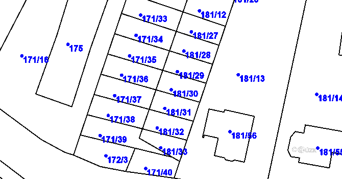 Parcela st. 181/30 v KÚ Kolová, Katastrální mapa