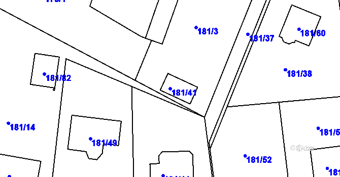 Parcela st. 181/41 v KÚ Kolová, Katastrální mapa