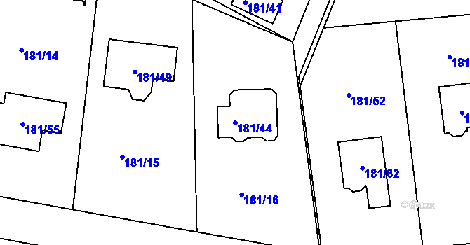 Parcela st. 181/44 v KÚ Kolová, Katastrální mapa