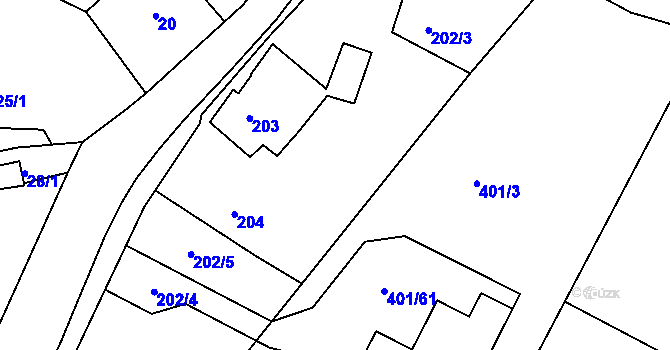 Parcela st. 202/2 v KÚ Kolová, Katastrální mapa