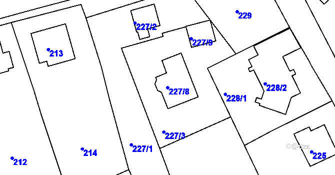 Parcela st. 227/8 v KÚ Kolová, Katastrální mapa