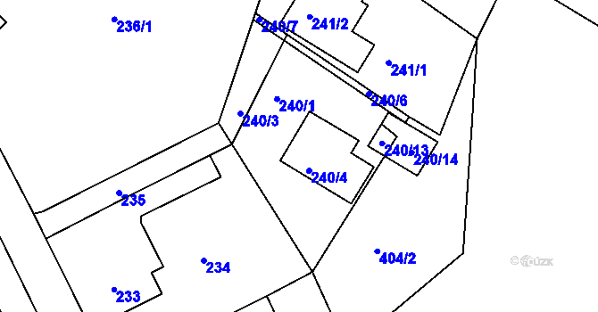Parcela st. 240/4 v KÚ Kolová, Katastrální mapa