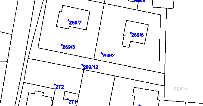 Parcela st. 269/2 v KÚ Kolová, Katastrální mapa