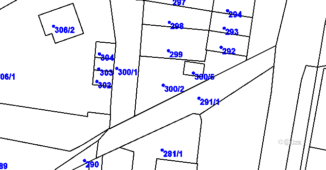 Parcela st. 300/2 v KÚ Kolová, Katastrální mapa