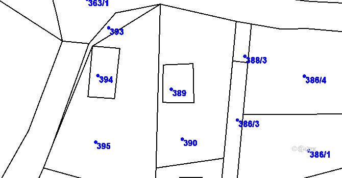 Parcela st. 389 v KÚ Kolová, Katastrální mapa