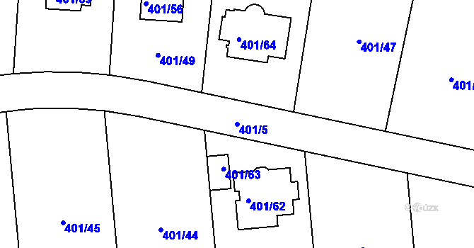 Parcela st. 401/5 v KÚ Kolová, Katastrální mapa