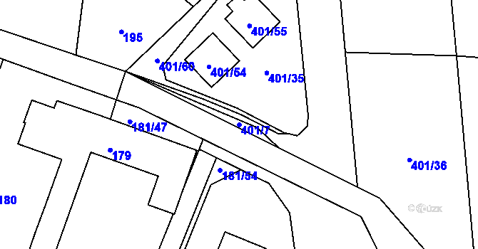 Parcela st. 401/7 v KÚ Kolová, Katastrální mapa