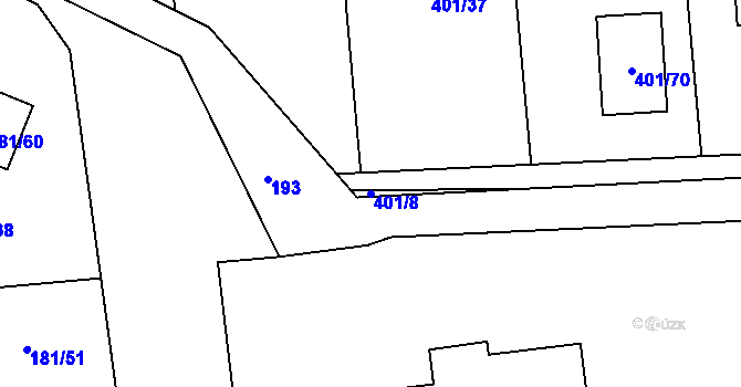 Parcela st. 401/8 v KÚ Kolová, Katastrální mapa