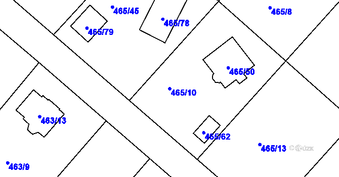 Parcela st. 465/10 v KÚ Kolová, Katastrální mapa