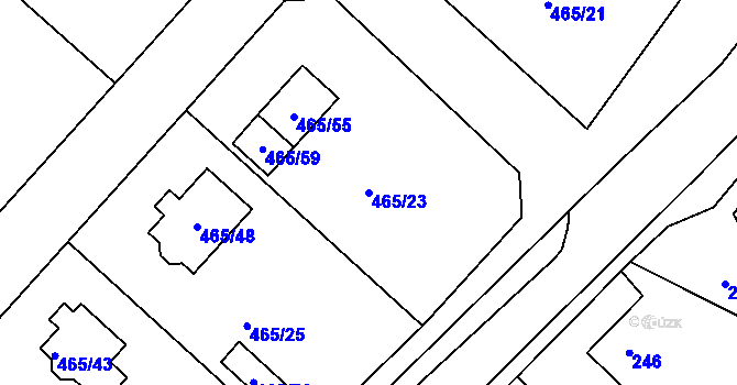 Parcela st. 465/23 v KÚ Kolová, Katastrální mapa