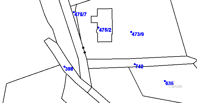 Parcela st. 475/1 v KÚ Kolová, Katastrální mapa